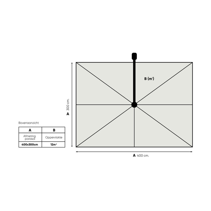 Perfect Shadow Perfect Shadow Eclipse zweefparasol 400x300 cm. Ultra - Antraciet/Soft Sand - Copy