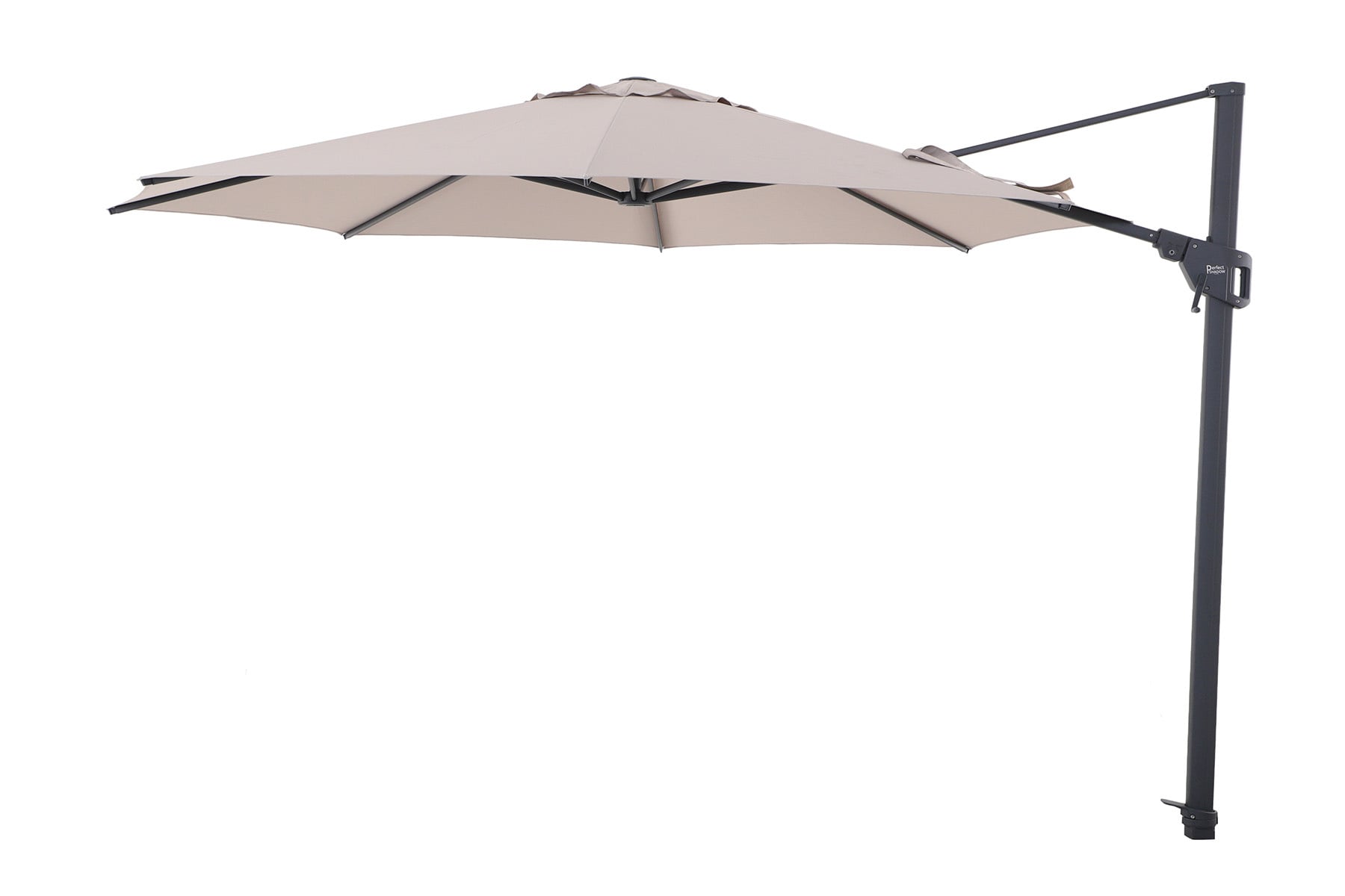 Perfect Shadow Perfect Shadow Luna ronde zweefparasol Ø350 cm. Flex+ - Antraciet/Taupe