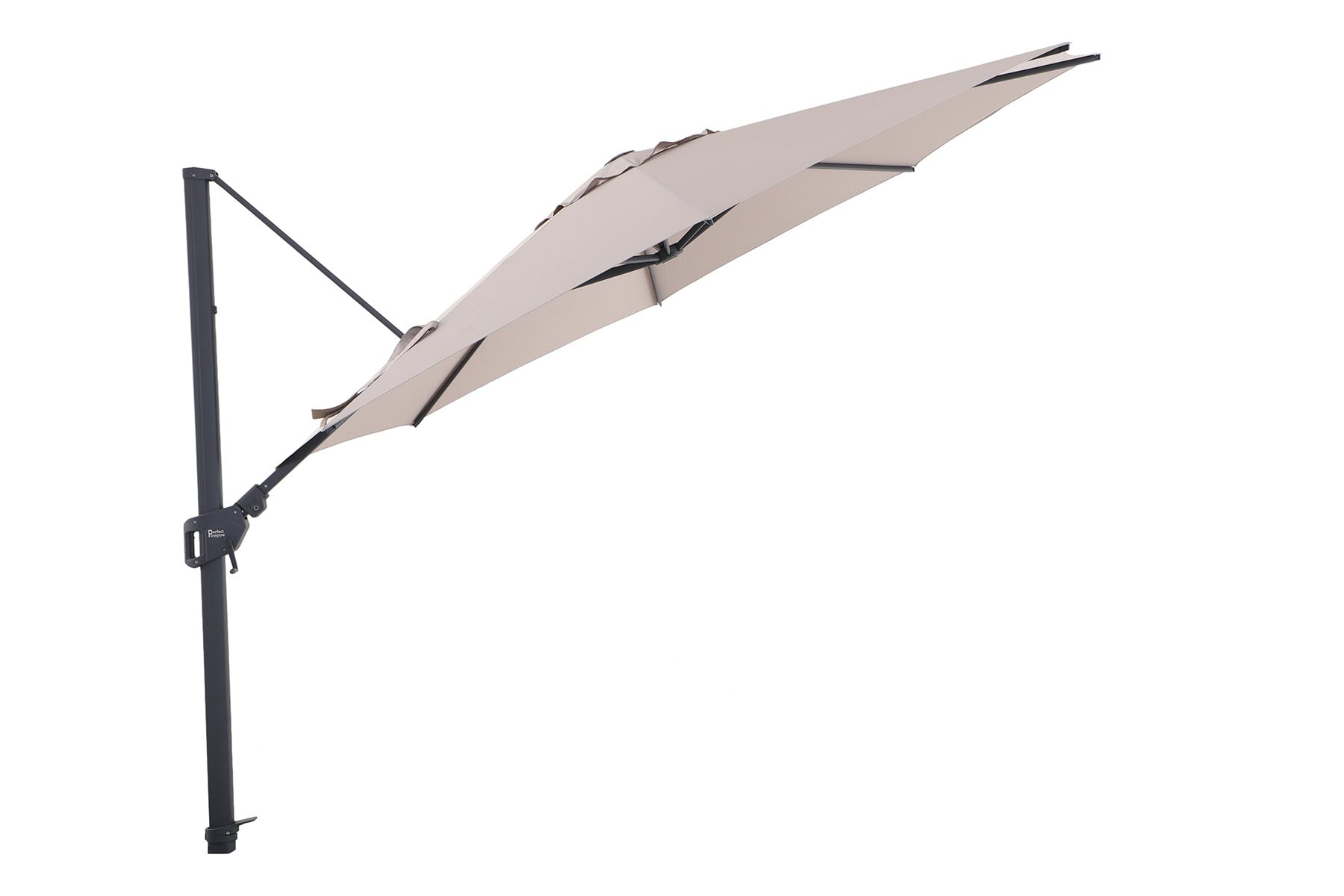 Perfect Shadow Perfect Shadow Luna ronde zweefparasol Ø350 cm. Flex+ - Antraciet/Taupe