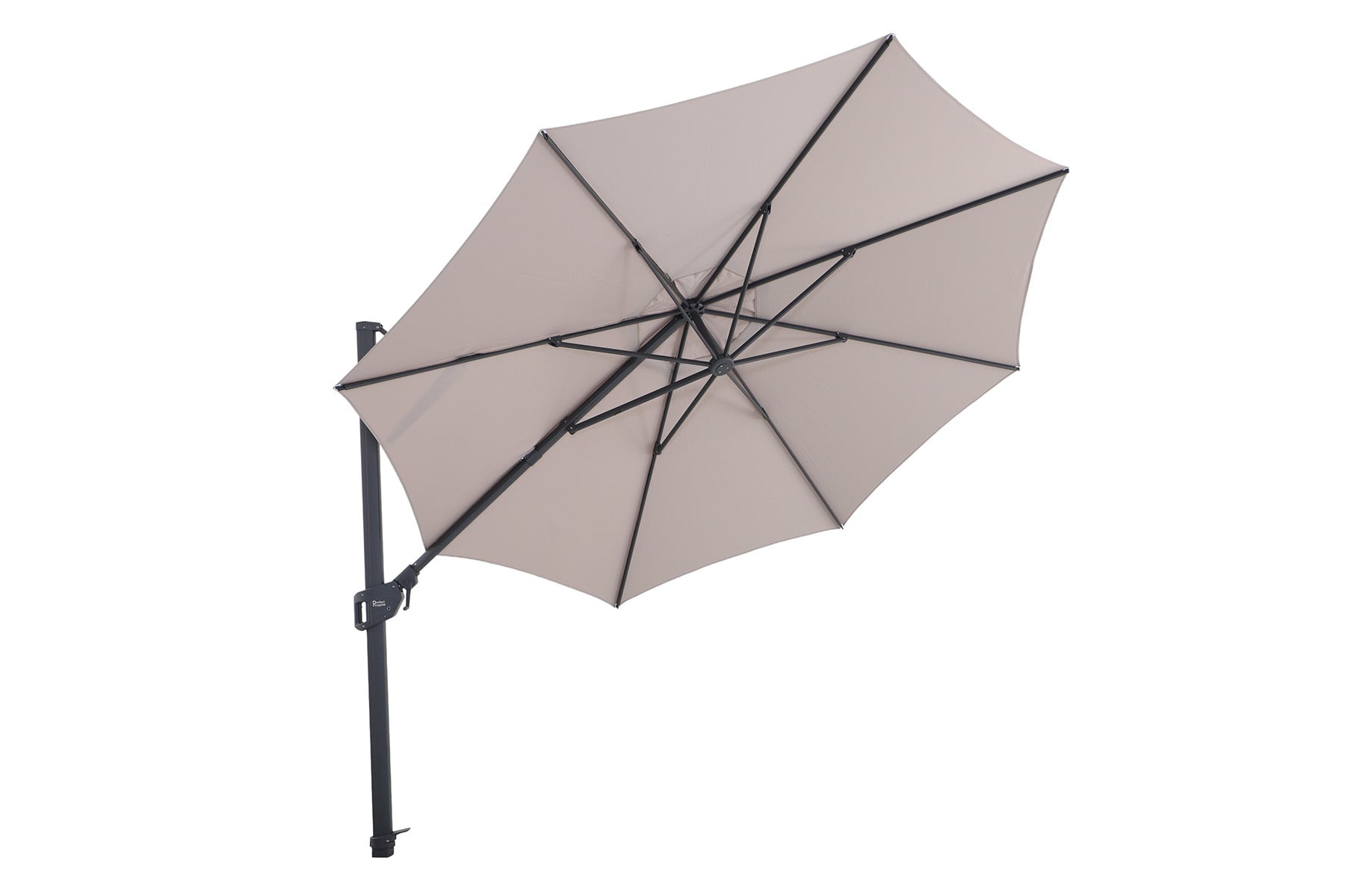 Perfect Shadow Perfect Shadow Luna ronde zweefparasol Ø350 cm. Flex+ - Antraciet/Taupe