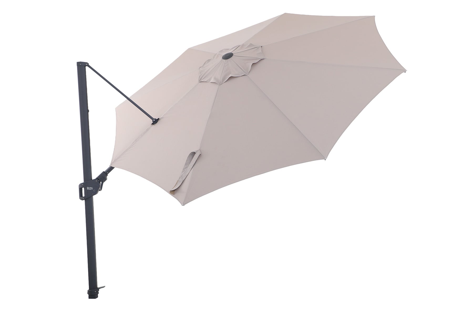 Perfect Shadow Perfect Shadow Luna ronde zweefparasol Ø350 cm. Flex+ - Antraciet/Taupe