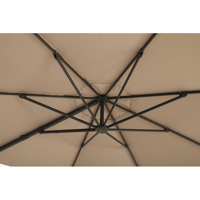 Perfect Shadow Perfect Shadow Luna ronde zweefparasol Ø350 cm. Flex+ - Antraciet/Taupe