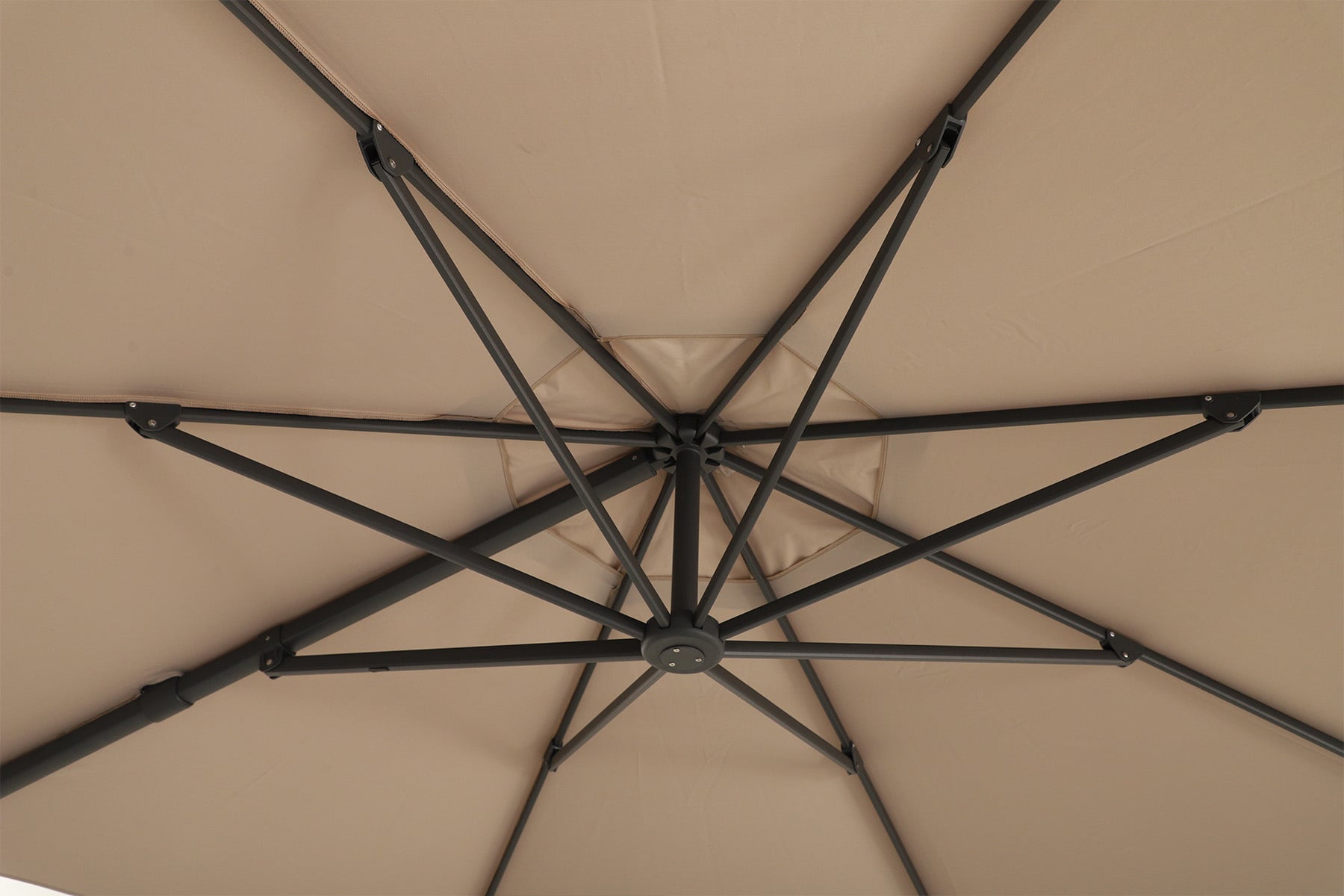 Perfect Shadow Perfect Shadow Luna ronde zweefparasol Ø350 cm. Flex+ - Antraciet/Taupe