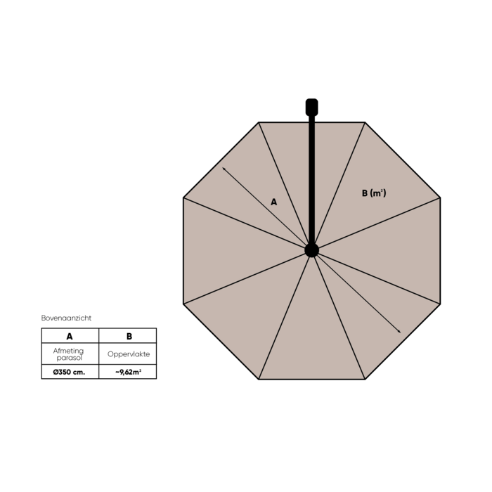 Perfect Shadow Perfect Shadow Luna ronde zweefparasol Ø350 cm. Flex+ - Latte/zand