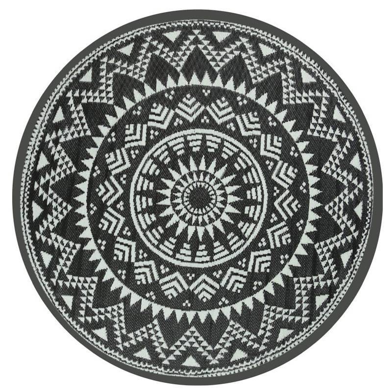 Helm Picknicken definitief Zwart wit rond buitenkleed - Wonderrugs.com