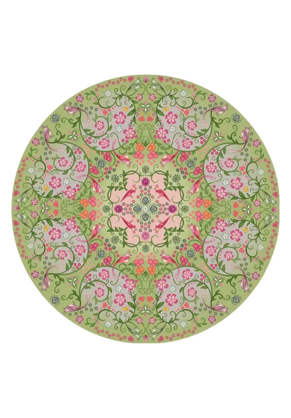 PET buitenkleed rond groen 'Florali'