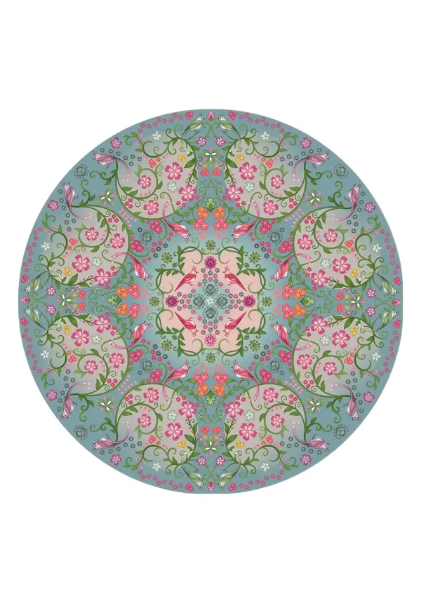 PET buitenkleed rond blauw 'Florali'