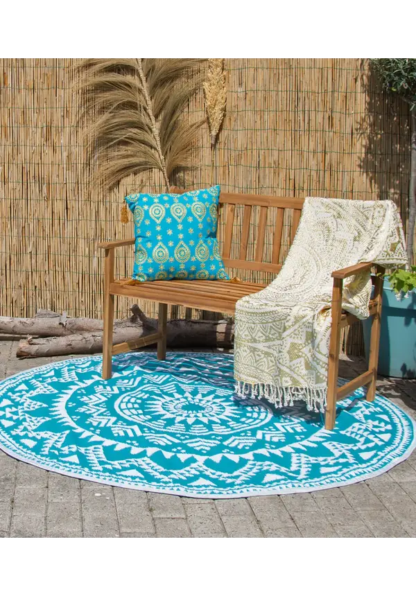 Buitenkleed rond turquoise