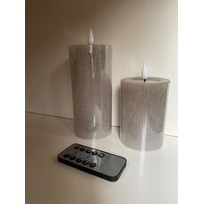 Led kaarsen geribbeld 2 stuks met afstandsbediening in verschillende kleuren