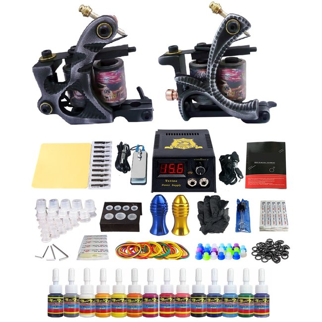 Tattoo kit, tatoeage met 2 guns, inkt 20 naalden - Tradeshop