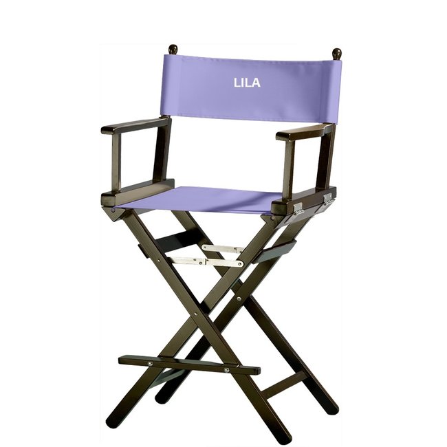 Regisseursstoel, make-up stoel, beukenhout. Frame: zwart, stof: lila