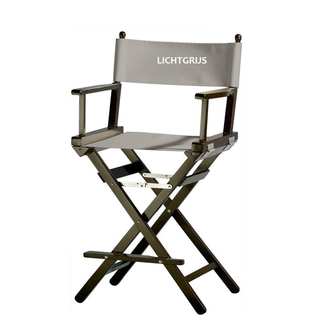 Regisseursstoel, make-up stoel, beukenhout. Frame: zwart, stof: lichtgrijs