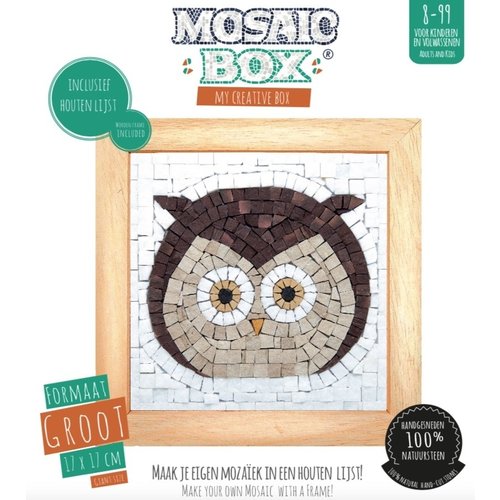 Neptune Mosaic Mosaicbox - Mozaiek met lijst Uil 17 cm