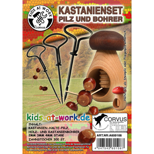 Kids at work kindergereedschap van Corvus Toys Kastanje knutselset 'Kids at work'