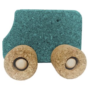KORXX kurk blokken Bus C turquoise speelgoedbus van kurk