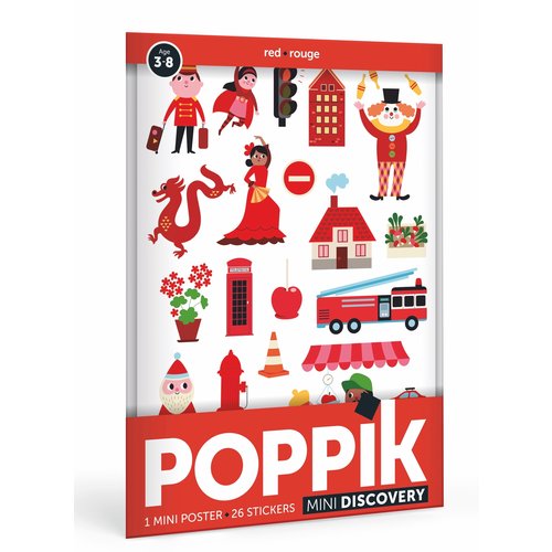 Poppik Poppik stickerposter mini rood - Thema stad