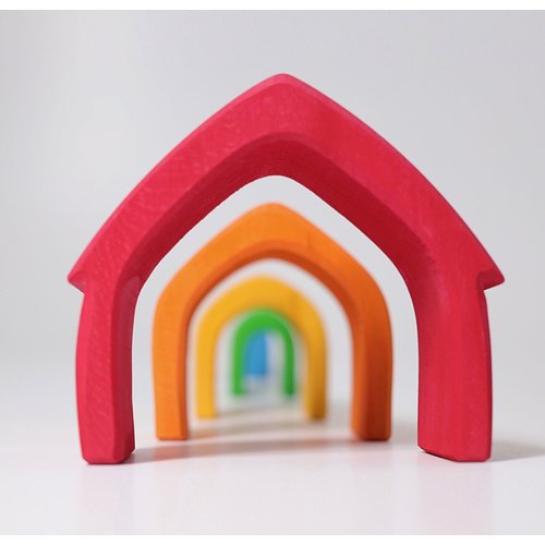 Grimms Houten huis in primaire kleuren voor jonge kinderen