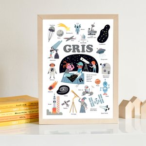 Stickerposter mini grijs - space