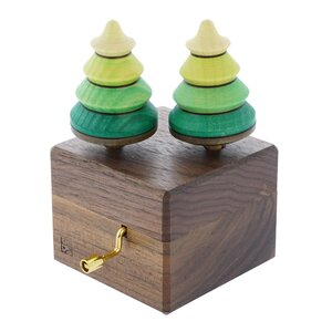 Mader houten tollen Speeldoos bos met twee boomtollen