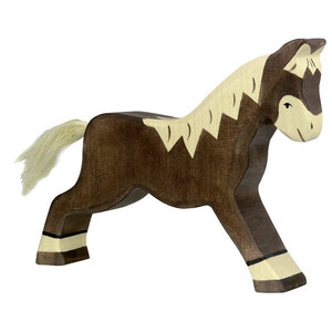 Holztiger Holztiger paard donkerbruin rennend 16 cm