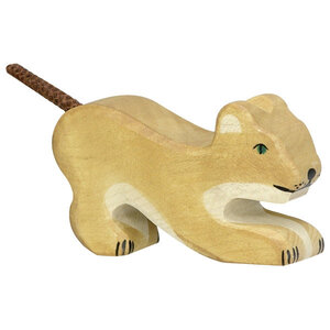Holztiger Holztiger leeuw klein spelend 8 cm