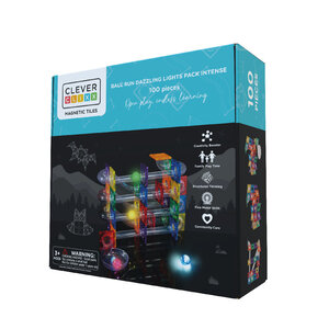 Cleverclixx Magnetische tegels Magnetische knikkerbaan met licht 100-delig