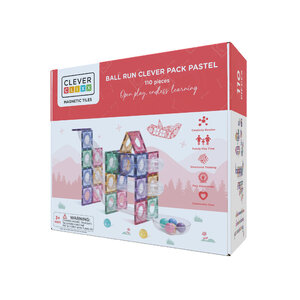 Cleverclixx Magnetische tegels Magnetische knikkerbaan pastel 110-delig Cleverclixx Magnetische tegels Magnetische knikkerbaan pastel 110-delig