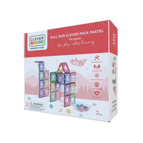 Cleverclixx Magnetische tegels Clever clixx ballrun pastel 110 -delig