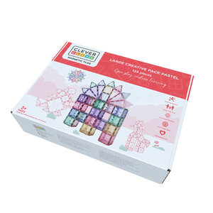 Cleverclixx Magnetische tegels Magnetische bouwset pastel 125-delig Cleverclixx Magnetische tegels Magnetische bouwset pastel 125-delig