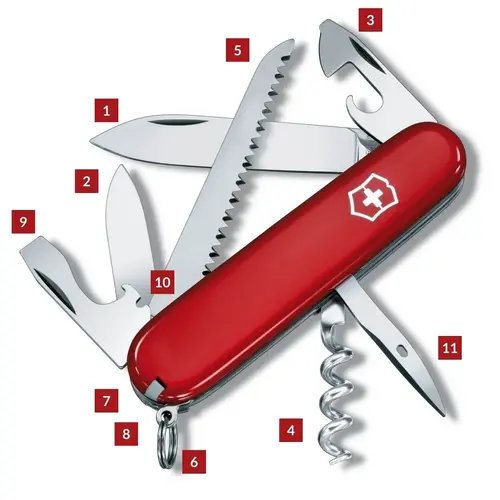 Victorinox kinderzakmessen Zakmes Camper 13 functies in kleur rood