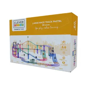 Cleverclixx Magnetische tegels Magnetische racebaan pastel 80-delig Cleverclixx Magnetische tegels Magnetische racebaan pastel 80-delig