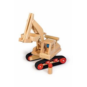 Bestuurbare houten kraan - graafmachine Bestuurbare houten kraan - graafmachine