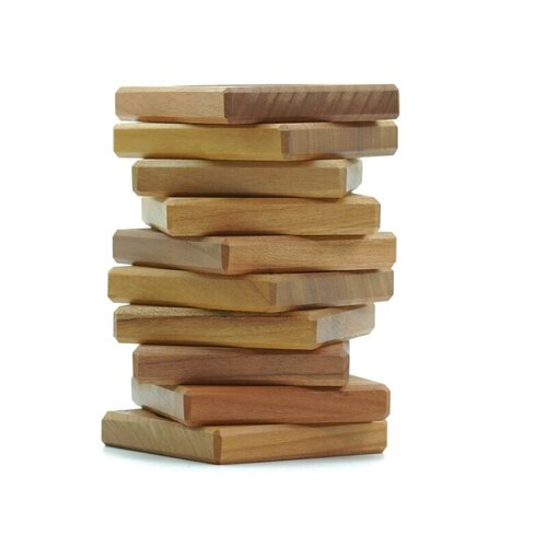 Mader houten tollen Mader tolbord mini formaat 6,5 cm in lichte houtkleuren