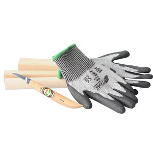 Kids at Work Houtsnijdenset met handschoenen en snijhout Kids at Work Houtsnijdenset met handschoenen en snijhout