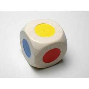 Koplow Games Houten dobbelsteen met zes gekleurde stippen