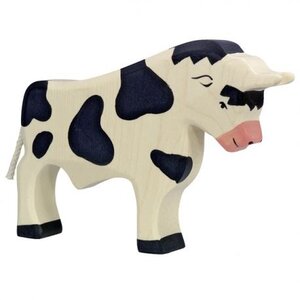 Holztiger Holztiger stier zwart wit 19 cm