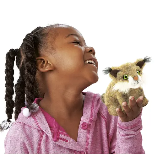 Folkmanis handpoppen en poppenkastpoppen Folkmanis vingerpopje bobcat - rode lynx Folkmanis handpoppen en poppenkastpoppen Folkmanis vingerpopje bobcat - rode lynx