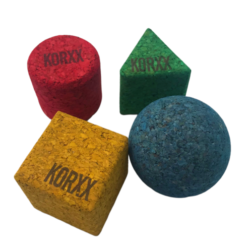 KORXX kurk blokken Korxx geo set gekleurd - 4 vormenblokjes