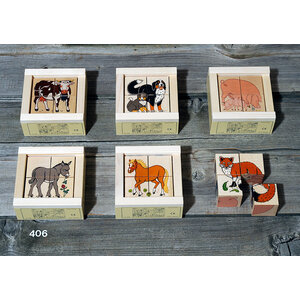 Atelier Fischer Blokkenpuzzel boerderijdieren 4-delig Atelier Fischer Blokkenpuzzel boerderijdieren 4-delig