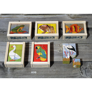 Atelier Fischer Blokkenpuzzel dieren gekleurd 6-delig Atelier Fischer Blokkenpuzzel dieren gekleurd 6-delig