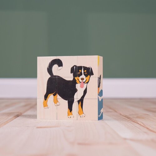 Atelier Fischer Atelier Fisher handgemaakt Blokkenpuzzel Huisdieren 9-delig