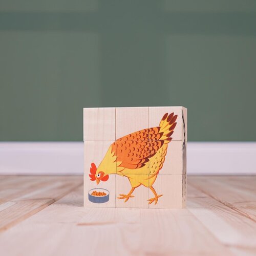Atelier Fischer Atelier Fisher handgemaakt Blokkenpuzzel Huisdieren 9-delig
