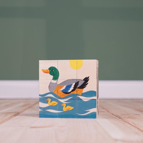 Atelier Fischer Atelier Fisher handgemaakt Blokkenpuzzel Huisdieren 9-delig