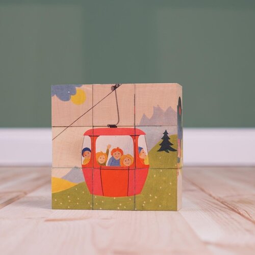 Atelier Fischer Atelier Fisher handgemaakt Blokkenpuzzel voertuigen 9-delig