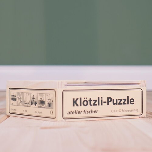Atelier Fischer Atelier Fisher handgemaakt Blokkenpuzzel voertuigen 9-delig