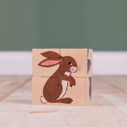 Atelier Fischer Atelier Fisher handgemaakt Blokkenpuzzel natuur 4-delig
