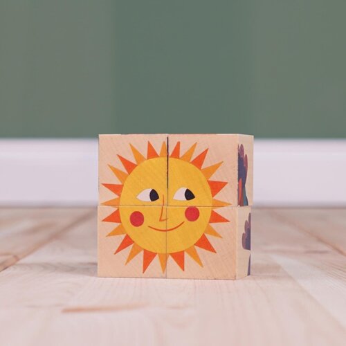 Atelier Fischer Atelier Fisher handgemaakt Blokkenpuzzel natuur 4-delig
