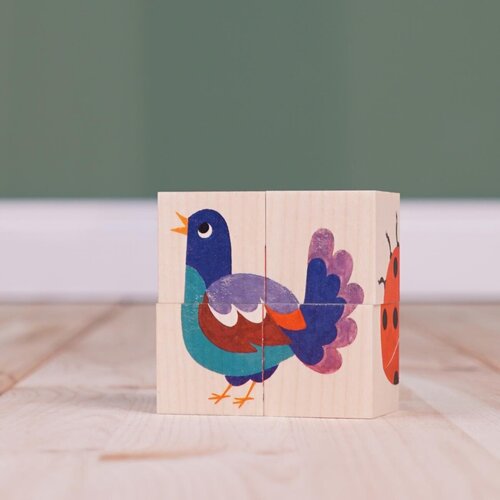 Atelier Fischer Atelier Fisher handgemaakt Blokkenpuzzel natuur 4-delig