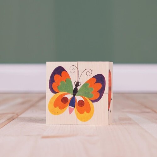 Atelier Fischer Atelier Fisher handgemaakt Blokkenpuzzel natuur 4-delig