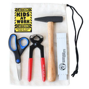 Kids at work kindergereedschap van Corvus Toys Gereedschapset met katoenen opbergzak